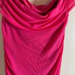Women's Off The Shoulder Dresses Ruched Fitted Midi Bodycon Dress size large Pink Photo 8