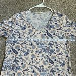 Hazel Cream Blue Floral Short Sleeve V Photo 5