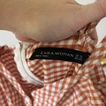 ZARA Gingham Knot Midi Dress in Orange and White Photo 5
