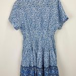 J.Crew Pintuck Mini Shirtdress Bandana Block Print Organic Cotton Blue M NWT Photo 9