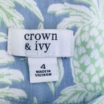 Crown & Ivy  Women's Skort Cotton Blue‎ Green Pineapple Golf Athleisure Size 4 Photo 4