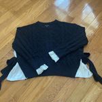 Jacquie The Label black wool blend cable knit sweater with white silk under Sz M Size M Photo 4