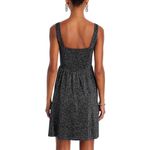 AQUA  Women's‎ Metallic Knit Square Neck Mini Dress Black Silver XS Party Photo 1