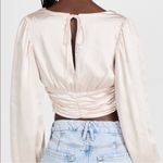 Endless Rose  Black Tie Satin Ruched Blouse Cream Women’s Size Large Photo 1