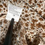 Floral Bohemian Midi Brown Blue Cream Long Sleeve Ruffled Neckline Sz 12 DresS Photo 9