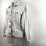 DKNY Vintage Railroad Stripe Denim Jacket Walbash White Blue Photo 3