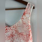 CAbi M Wide Strap Sketch Floral Tank Top in Orange on White Photo 1