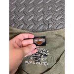 Harley Davidson Y2K Green Embroidered T Shirt Baby Tee‎ Womens Size Medium MOTO Photo 2