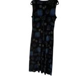 Vintage Black Sleeveless Maxi Dress Geometric Abstract Beach Fish Size Large Photo 3