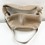 Giorgia Milani Leather Woven Shoulder Crossbody Bag Purse Beige Tan Photo 0