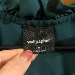 Wallpapher  Women’s Teal Sleeveless Ruffle Blouse Medium Photo 3
