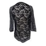 EXPRESS Black Marled Knit Sweater with Sheer Lace Back Small Photo 3