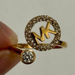 Michael Kors Gold-Tone Encircled Logo Open Ring Size 8 Photo 0