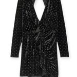 Topshop  NWT Sz 6 Black Velvet Rainbow Stud Ruffle Front Open Back Cocktail Dress Photo 3