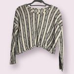 Storia  Black and White Striped Knit Long Sleeve Crop Top Small Photo 1