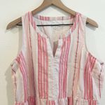 J. Jill Maxi Dress Women Sz Lg Petite Tiered Striped Beach Feminine Boho Cottage Pink Photo 1