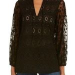 Alice + Olivia Top Size Extra Small Carroll 3/4 Sleeve Eyelet Tunic Black Photo 0