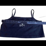 Top Boy London Black Cami Crop Logo Y2K 00s Boho Hippie Top Size M Photo 2