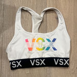 VSX White Sports Bra with Multicolor Logo Size XS Photo 0