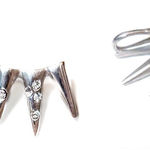 Sam Edelman NEW - Dazzling Silver Spike Pave Rhinestone Statement Post Ear Cuffs Climbers Photo 0