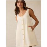 Faherty Linen Denim Malibu Mini Dress Whitecliff Wash Women's Size XL Cotton White Photo 11