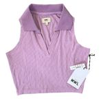 Madewell Polo Crop Tank Top Vibrant Lilac Purple Ribbed Cropped Size Small NEW Photo 2