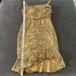 Women’s Gold Sequined Short Homecoming Dress Ruffle Hem Corset Back Size 4 NWOT Photo 7
