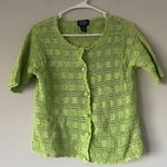 Vintage Designer Studio Green Crochet Button Up Sweater Size Small Rave Festival Photo 8