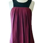 AS BY DF Silk Dress Leather Top Trim Sleeveless Burgundy Ombre Hi Photo 8