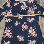 Hot Gal NWT 3/4 Sleeve Floral Mini Dress Navy Blue With Pink White Flowers Large Photo 7