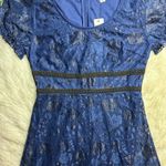 Miami NWT Mi Ami Navy & Black Floral Lace Ruffle Tier Midi Dress – Size Small Photo 9