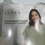 Serra Lounge Wear Green Cotton Gauze Pajama Set Shorts & Top Size L Sleepwear Pj Photo 9