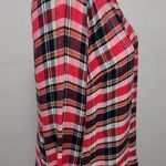 Lucky Brand  Bungalow red plaid tulip hem flannel button down size small Photo 3