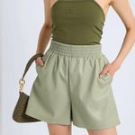 Topshop NWT Sage Green Bermuda Shorts in pleather Photo 0