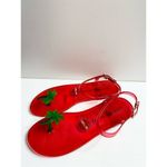 Katy Perry Shoes Womens Size 7 Red Palm Tree Ankle Strap Jelly Sandals Brand NEW Photo 2