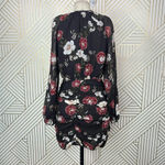 NICHOLAS Floral Cascade Ruched Silk‎ Mini Dress Black Burgundy Size 4 Photo 9