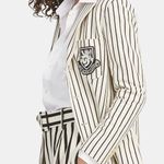Ralph Lauren Polo Blazer Jacket Womens 10 Striped Lion Crest Patch Photo 0