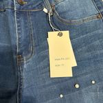 Ankle Skinny Pearled Distressed Blue Jeans Size 11 Photo 6