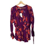 Free People  Tuscan Dreams Purple Floral Wrap Long Sleeve Tunic S Photo 63