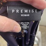 Premise Woman Blouse Size 2X Navy Floral Chiffon Short Sleeve Button Spring Photo 4