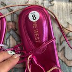 Nine West Women's Metallic Pink Button Ankle Wrap Flat Gladiator Sandals size 8 Photo 2