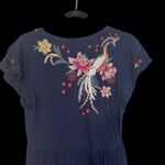 Johnny Was Jessica Tiered Bird Floral Embroidered Midi Dress In Deep Navy Small Photo 3