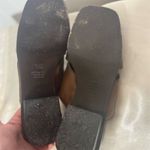 Talbots  Made in Italy Brown Woven Leather Slides Heeled Sandals 7M Square Toe Photo 5