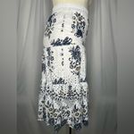 Source Unknown Made in Italy White Eyelet Floral Tiered Midi Skirt Elastic Waist (1118) Photo 3