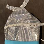 Women’s Halter Neck Silver Sequined Short Prom Party Dress NWT 6 Blue Photo 7