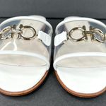 Salvatore Ferragamo Rhodes Pvc Gancini Logo White Leather Flat Sandals Size US 5 Photo 4