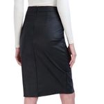 Ookie & Lala Textured Vegan Leather Pencil Skirt with Front Open Vent Black Photo 1