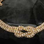 Crystal necklace with long solitaire chain. Double row of Ian odd other knot Photo 1