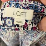 Loft Linen Blend Brocade Blue White Purple Wide Leg Pants Womens XS Photo 2