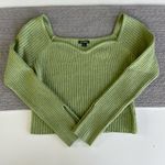 Wild Fable Light Heather Green Sweatheart Neckline Ribbed Cropped Sweater Sz L Photo 0